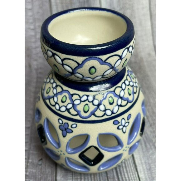Javier Servin of Mexico Hand Painted Ceramic Wax Warmer Tea Light Candle Holder - Picture 1 of 11